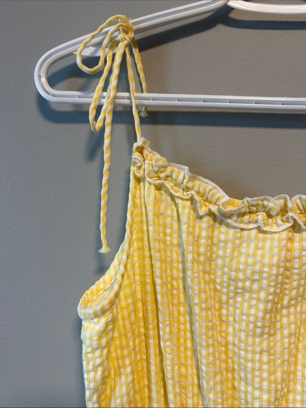 Sim & Sam Yellow Cotton Gingham Tiered Cottagecore Maxi Dress - Picture 3 of 15